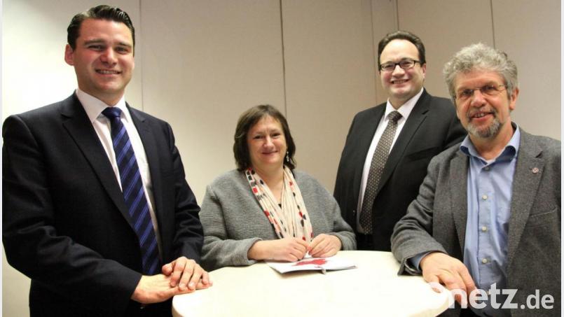 Thomas Ebeling (CSU, von links), Marianne Schieder (SPD), Jürgen Neuber (FW) und Rudi Sommer (Bündnis90/Die Grünen) bewarben sich bei der Kommunalwahl 2014 um die Nachfolge von Landrat Volker Liedtke (SPD), der nicht mehr angetreten war. Archivbild: rid