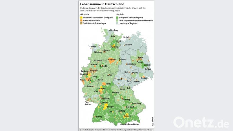 Lebensräume in Deutschland Grafik: dpa; Quelle: Teilhabeatlas Deutschland