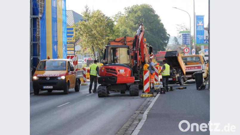 Die Baustelle in der Mitterteicher Straße in Tirschenreuth. Bild: tr