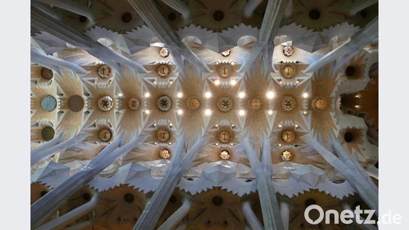 Decke in der berühmten Basilika "Sagrada Familia" des Architekten Antoni Gaudi. Bild: exb/Johann Gmeiner