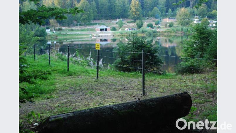 Die Absperrung reicht bis zum Damm. Gegenüber ist der Campingplatz zu sehen. Bild: tss