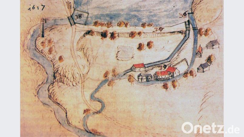 Die alte Abzugsanlage auf dem Plan von Hartmann Rumpf von 1617. Er war kurfürstlicher Feldvermesser. Repro: Thomas Sporrer/exb