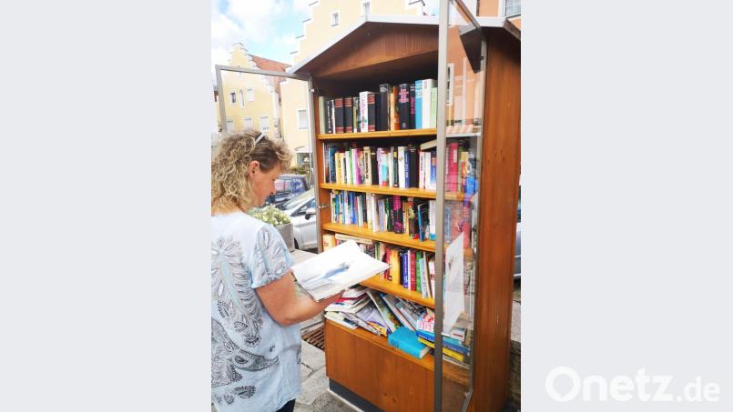 Der Bücherschrank auf dem Schwandorfer Marktplatz hat kürzlich sein "Einjähriges" gefeiert. Er wird gut frequentiert und wer Lust hat am Stöbern, wird mit ziemlicher Sicherheit etwas Passendes finden. Bild: Thomas Dobler