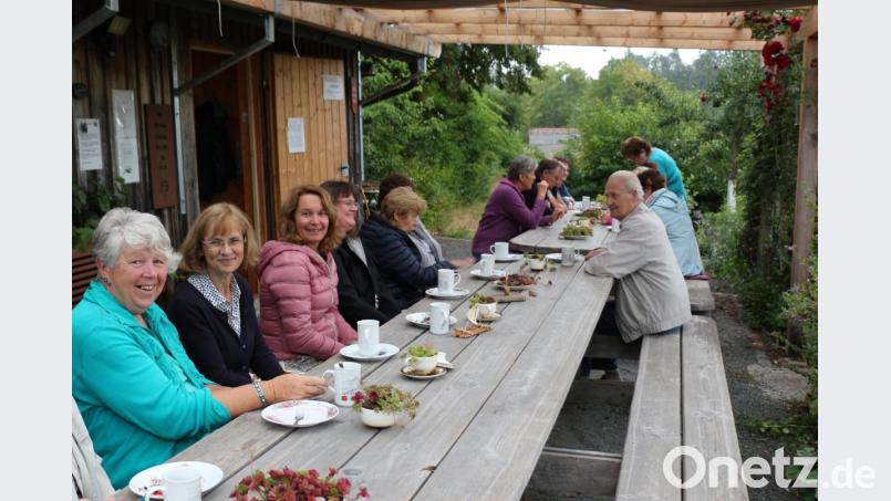Die Gartler genießen den Freisitz und den Blick auf den Rauhen Kulm. Bild: rpp