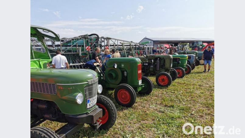 Die alten und neuwertigen landwirtschaftlichen Fahrzeuge reihten sich Blech an Blech. Bild: gz