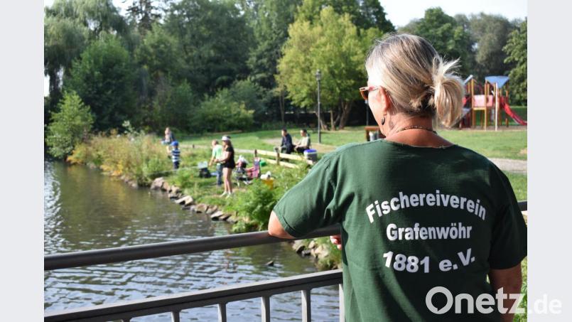 Am Sonntag probierten einige Kinder ihr Glück beim &quot;Schnupperangeln&quot; des Fischereivereins. Bild: rgr