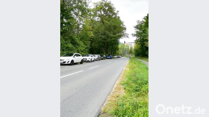 Lange Autoschlange in der Erzhausstraße: Viele wollten am Sonntag zum Schlackenberg, keiner kam rein. Bild: exb