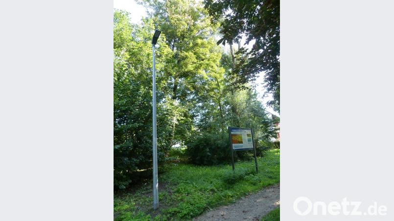 Eine neue Straßenlaterne erhellt den finsteren Bereich des Eschenbachwegs. Bild: rn