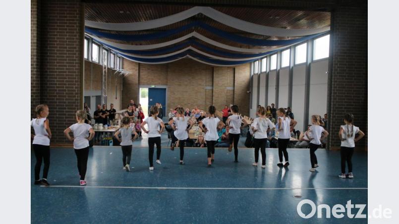 Gemeinsam mit dem Pressather Faschingsverein haben die Mädchen erste Tanzschritte gelernt. Stolz präsentieren sie den Besuchern nun die einstudierte Choreografie. Bild: sne