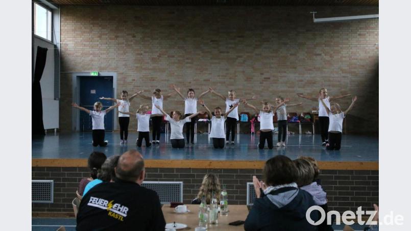 Gemeinsam mit dem Pressather Faschingsverein haben die Mädchen erste Tanzschritte gelernt. Stolz präsentieren sie den Besuchern nun die einstudierte Choreografie. Bild: sne