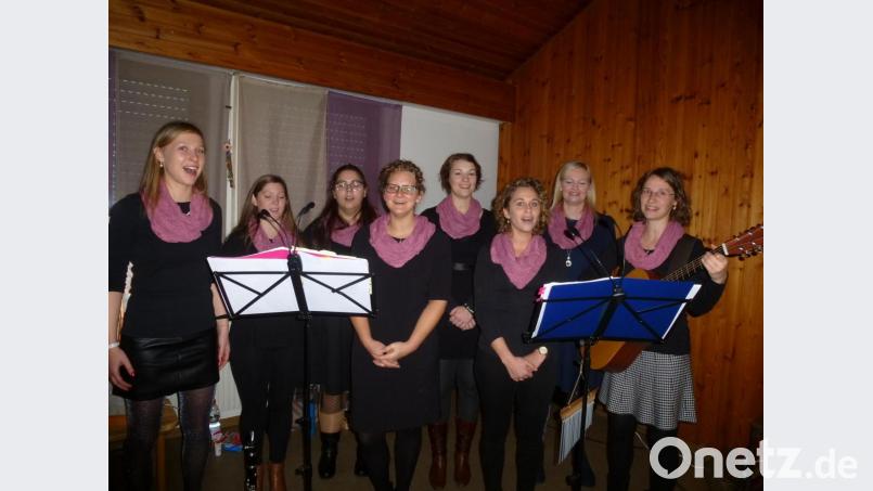 Sie stehen für Stimmhomogenität: (von links) Michaela Preischl, Melanie Berl, Franziska Krauß, Melanie Tafelmeyer, Anja Bogner, Ilonka Rothballer, Anna Hautmann, Leiterin Susanne Säckl. Bild: bk