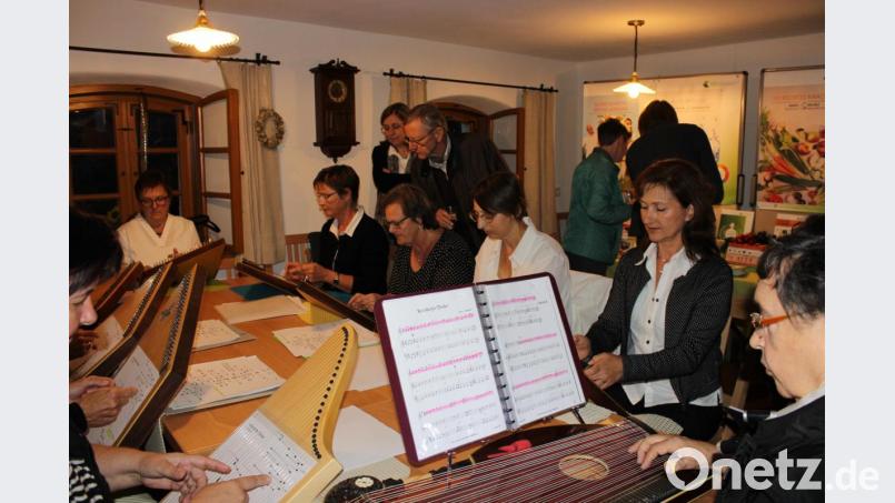 Die Harfengruppe der Vhs im Städtedreieck empfing die Gäste im Aiherlhof mit Musik. Bild: pko