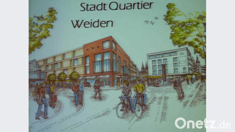 Die erste Skizze vom &quot;Stadt-Quartier&quot; – eine Vision von Investor Sonae Sierra. Bild: Stadt Weiden