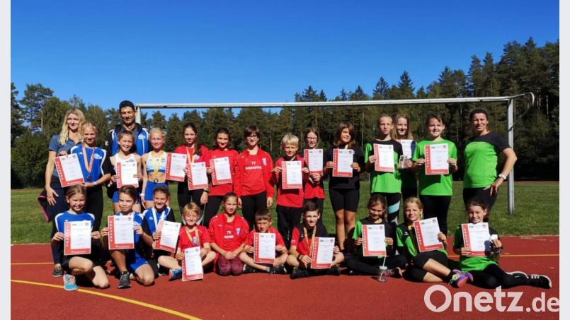 Bei besten Wettkampfbedingungen ermittelten die Leichtathleten im Kreis Nordoberpfalz ihre Kreismeister. Ausrichter war die DJK St. Martin Neustadt mit Wettkampfleiterin Renate Ziegler (hinten, rechts). Bild: bgm