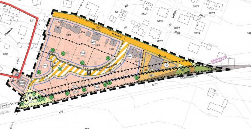 Der Bebauungsplan &quot;Schlossacker&quot; in HAselbach sieht elf Parzellen vor. Bild: exb/Stadt Schwandorf