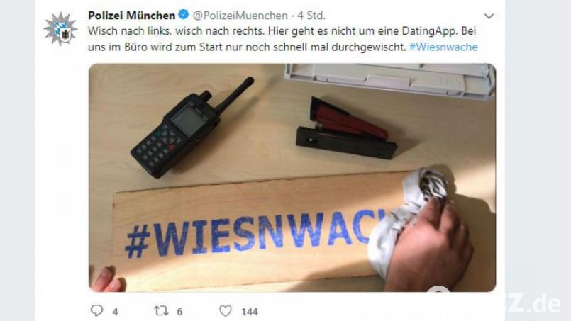 Die Polizei twittert vom Oktoberfest. Bild: Twitter/Polizei München