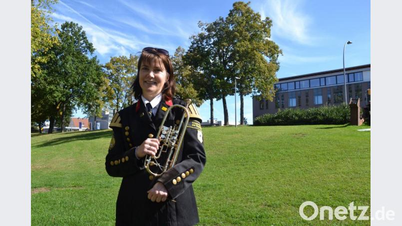 Seltene Spezies: Trompeterin Michaela Krieg (Knappschaftskapelle Amberg). Bild: upl