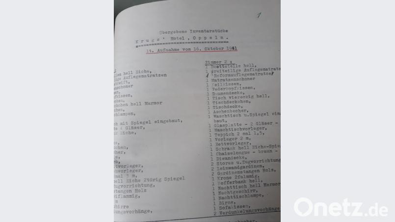 Für das Finanzamt musste alles genau aufgeführt werden: Inventarliste zu einem der Hotelzimmer 1940. Bild: Kempf