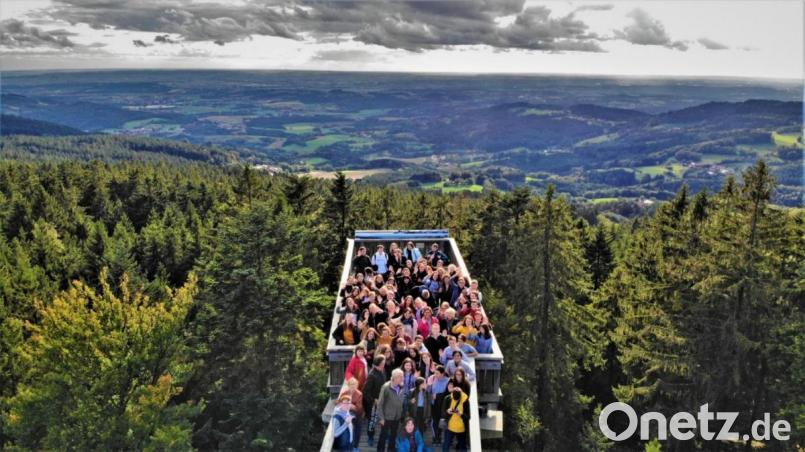 Schüler Leon Duchek gelang mit seiner Drohne diese Aufnahme am Waldwipfelweg in Sankt Engelmar. Bild: exb