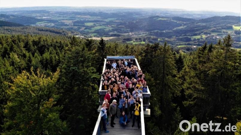 Schüler Leon Duchek gelang mit seiner Drohne diese Aufnahme am Waldwipfelweg in Sankt Engelmar. Bild: exb