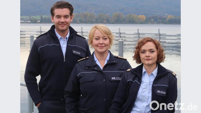 Das neue Erv.mittlerteam bei der Wasserpolizei am Bodensee: v.l. Max König als Jakob Floriane Daniel als Nele Fehrenbach und Wendy Güntersperger als Julia Demmler. Bild: Kunz