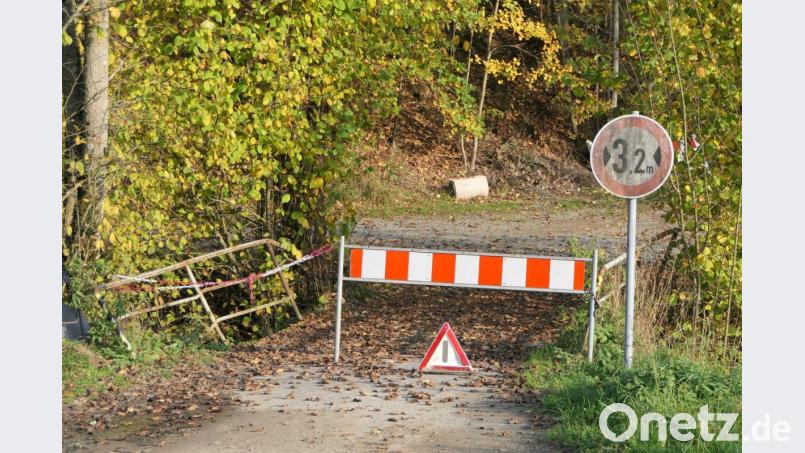 Die Brücke, die bei der Hahnenmühle über den Sauerbach führt, ist gesperrt. Aufgestellt hat die Schilder Privatgrundbesitzer Andreas Josef Nickl. Doch nicht alle sind damit einverstanden. Bild: ils