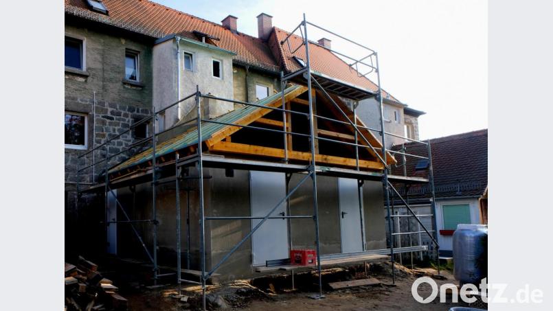 Das Gebäude für die Heizkesselanlage in Hardtheim steht kurz vor Vollendung. Bild: le