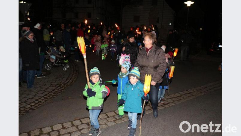 Die Kinder folgten mit ihren Laternen St. Martin. Bild: rpp