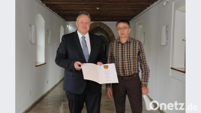 Landrat Richard Reisinger und Georg Burger (rechts) Bild: Christine Hollederer