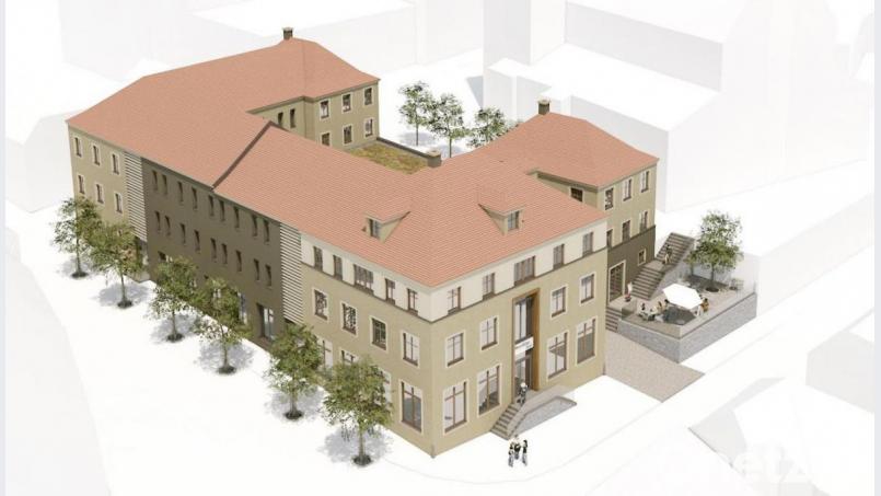 So sieht die neue Planung für den Neubau des Hotels &quot;Oberpfälzer Hof&quot; aus. Bild: Architekturbüro Schönberger