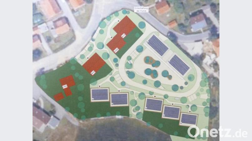 Die Planskizze zeigt einen ersten Entwurf für das neue Baugebiet zwischen Eigelsberger Straße (links) und Im Wiesengrund (rechts). Bild: exb/Architekturbüro Steidl