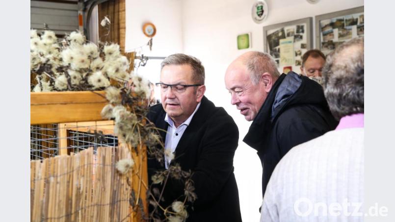 Der Bürgermeister der Stadt Amberg, Martin Preuß (links), und der Bürgermeister der Gemeinde Kümmersbruck, Roland Strehl, schauten sich das Geflügel genau an. Bild: egl