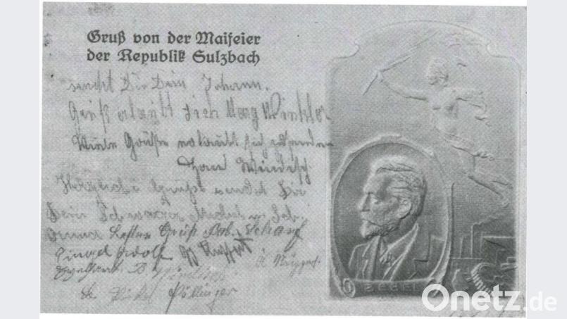 Diese historische Postkarte belegt, dass Sulzbach kurz nach dem Ersten Weltkrieg eine Republik war. Bild: Stadtarchiv