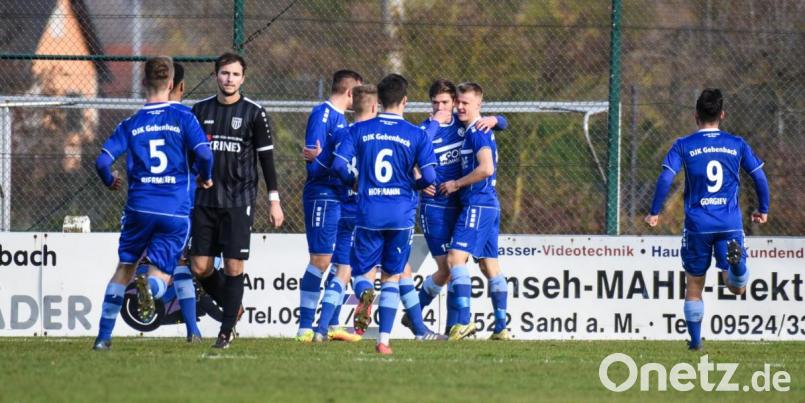 Jubel bei der DJK Gebenbach über das 0:1 durch Johannes Scherm. Bild: PresseFoto Evans/Ryan Evans