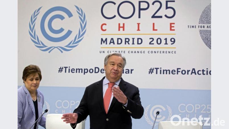 UN-Generalsekretär Antonio Guterres hat die schlimmsten Klimasünder der Erde zu stärkerem Einsatz aufgerufen. Bild: Paul White/dpa