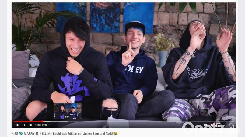 Rezo, Julien Bam und Taddl haben sich zum Spielen getroffen. Screenshot: youtube