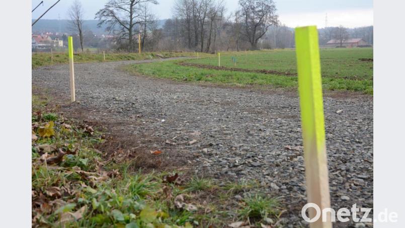 Die Baufahrzeuge nutzen als &quot;Straße&quot; eine Schleife vom Flutkanal über einen Feldweg (im Bild) entlang des Krebsbaches zur Moosbürger Straße. Bild: Gabi Schönberger