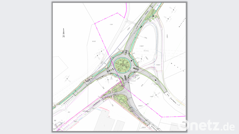 So sieht die neue Planungs-Variante mit einem Kreisverkehr aus, der auch das Industriegebiet Nord anbindet. Bild: sche
