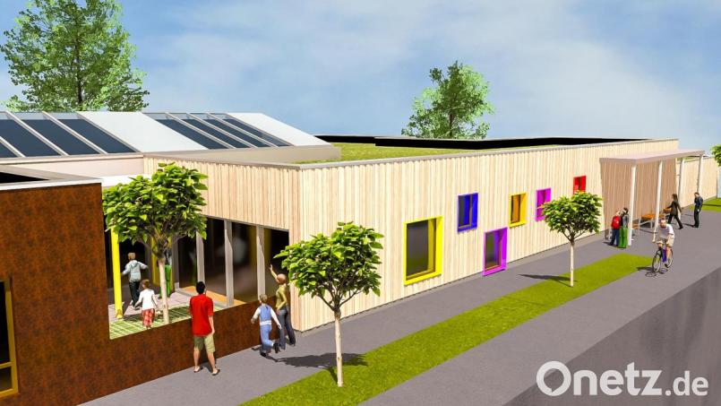Der neue Kindergarten in Fronberg wird in Holzbauweise entstehen. Der Bauausschuss legte die Materialien fest und entschied über das Heizungskonzept. Bild: exb/Knipl, Pracht und Partner