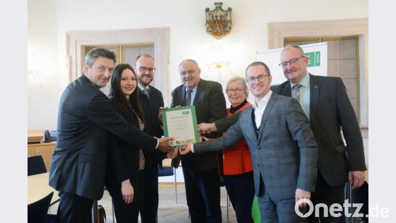 Sie arbeiten für eine gesunde Region: (von links) AOK-Direktor Jürgen Spickenreuther, Geschäftsstellenleiterin GesundheitsregionPlus Nordoberpfalz Daniela Mädl, Landrat Andreas Meier, Bürgermeister Lothar Höher, AOK-Beiratsvorsitzende Gaby Hübner, OTH-Professor Steffen Hamm und Bereichsleiter der AOK Bayern, Direktion Weiden, Thomas Knöbl. Bild: Gabi Schönberger