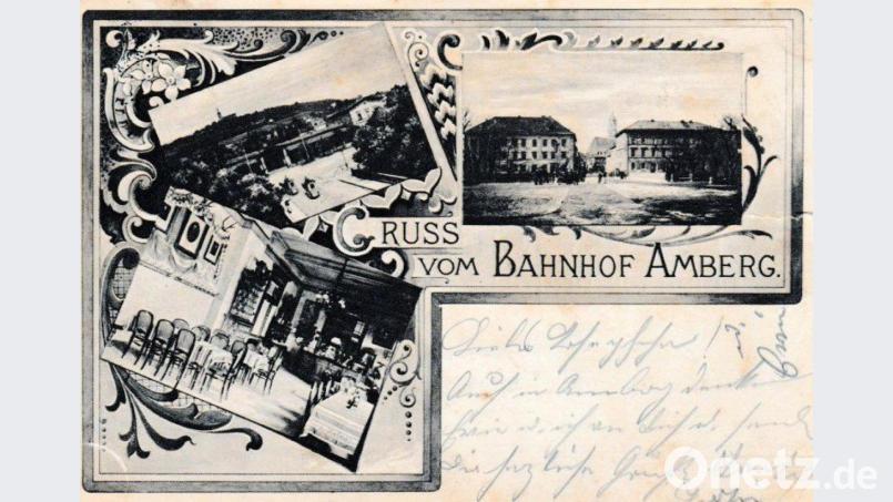 Ansichtskarte vom Amberger Bahnhof - gelaufen 1898. Bild: Klaus Tschierschke