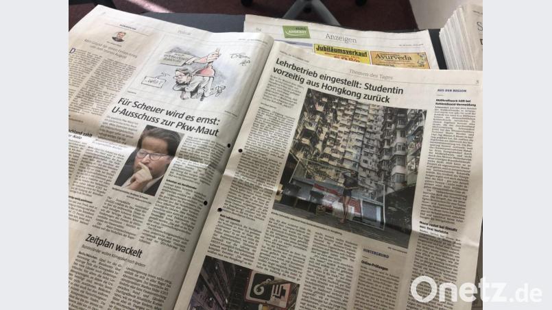 Die Reportage über eine Austauschstudentin, die die Unruhen in Hongkong aus der Nähe miterlebt hatte, war einer Leserin auf Seite drei zu prominent platziert. Sie kritisierte die Gewichtung einzelner Themen. Bild: ge