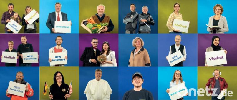 Neudeutsch heißen diese Köpfe und ihre Aussagen „Testimonials“, Kronzeugen. Ihre Botschaft auf Facebook, Instagram und Youtube: Im Landkreis Neustadt lässt es sich gut leben. Kommt her und probiert es aus. Grafik: exb/Landratsamt Neustadt/WN