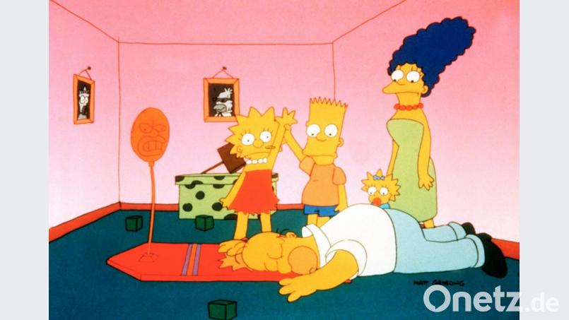 "Die Simpsons" Lisa, Bart und Marge stehen hinter Vater Homer in einer Szene der ersten Staffel der Serie. Bild: TM Twentieth Century Fox Film/ProSieben