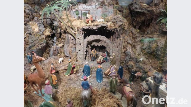 Die Krippenberge, die derzeit in Neukirchen ausgestellt sind, ermöglichen durch ihren Aufbau eine Darstellung des Geschehens auf mehreren Ebenen. Bild: Museum