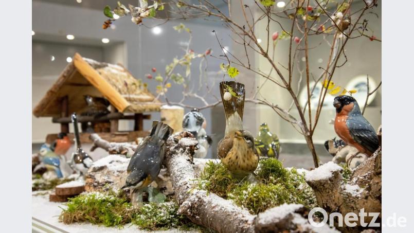 Jede Menge „Vögel im Winter“ hält die Ausstellung für die Zuschauer bereit. Bild: Porzellanikon/Andreas Gießler