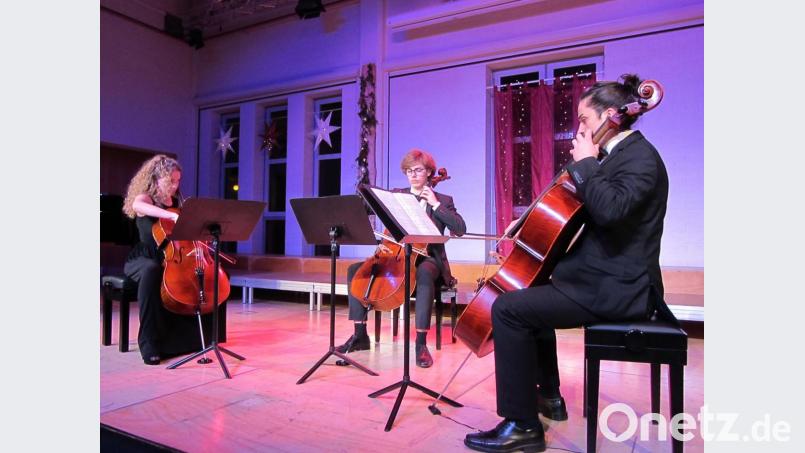 Anna Rösch, Sebastian Stoiber und Jakob Helbich (von links) präsentierten Händels berühmtes &quot;Ombra mai fu&quot; als Cello-Largo. Bild: aks