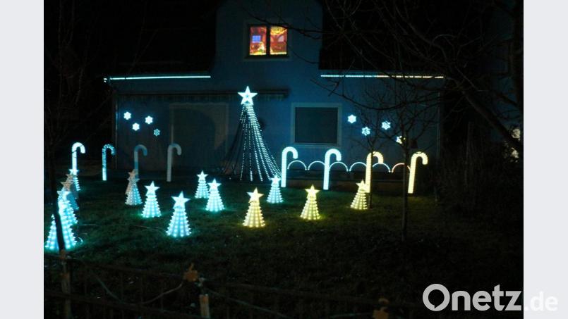 Bei Familie Schertler in Speinshart ist im Vorgarten ein richtiges Weihnachtsland entstanden. Am Samstag waren die Kinder des Speinsharter Kinderhauses eingeladen. Bild: rpp