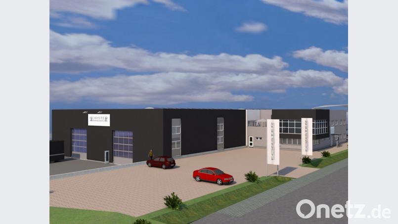 Gleich gegenüber der bisjerhigen Produktionshalle entstehet die neue Produktionshalle mit Fläche für die Verwaltung. Bild: sei