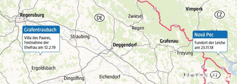 Am 25. November 2018 finden Wanderer einen unbekannten Toten. Zum Jahreswechsel 2018/2019 gelingt die Identifizierung. Am 12. Februar 2019 wird die Ehefrau festgenommen. Bild: Oberpfalz-Medien